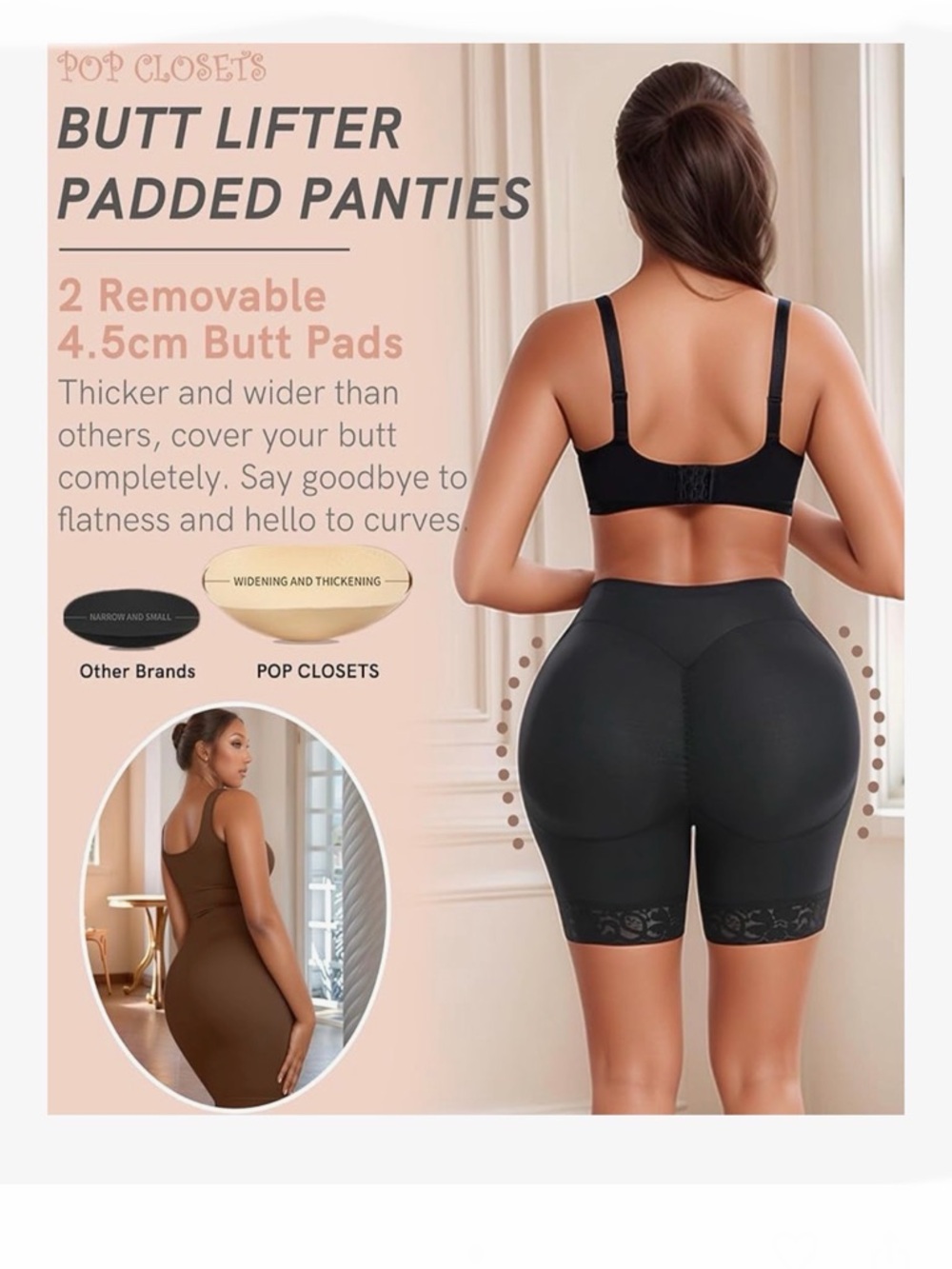 POP CLOSETS Women👩🏻Butt Lifter Padded Lace Shapewear Sz 4X - Picture 4 of 6